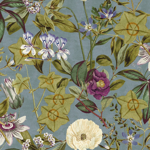 Clarke & Clarke Passiflora Fabric Slate Amethyst