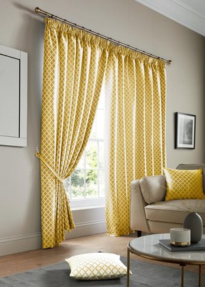 Cotswold Lined Ready Made Pencil Pleat Curtains Ochre