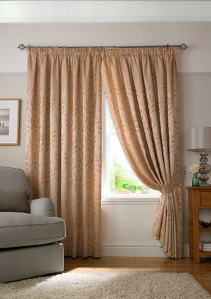 Tivoli Lined Ready Made Pencil Pleat Curtains Latte