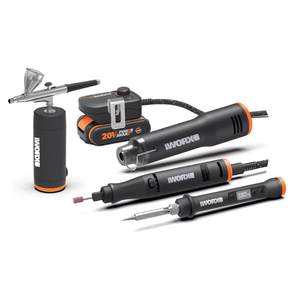 20V MakerX™ 49Pce Kit with Rotary Tool, Air Brush, Soldering Iron, Heat Gun, Battery, Charger, Hub &amp; Accessories - WX995