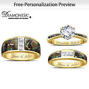 4.5-Carat Camo His And Hers Personalized Wedding Ring Set