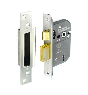 5 Lever Stainless Steel Sashlock - 64mm - BS3621 - Nickel Plated - Security Solutions