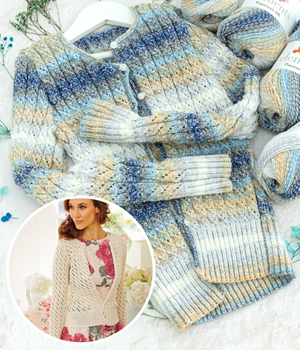 Womens Summer Lace Cardigan Elements Panoramic DK Knitting Pattern