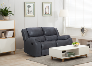 Faux Leather Suede Grey 2 Seater Manual Recliner Sofa NAPLES