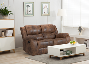 Faux Leather Suede Brown 2 Seater Manual Recliner Sofa NAPLES