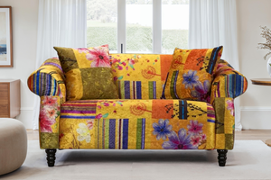Fabric Gold Patchwork 2 Seater Sofa AVICI SHOUT