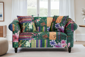 Fabric Green Patchwork 2 Seater Sofa AVICI SHOUT