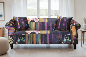Fabric Black Patchwork 3 Seater Sofa AVICI SHOUT