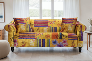 Fabric Gold Patchwork 3 Seater Sofa AVICI SHOUT