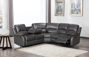 Faux Leather Grey 2C2 Manual Recliner Corner Sofa VALENCIA