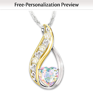 1.36-Carat Rainbow Bridge Personalized Pendant Necklace
