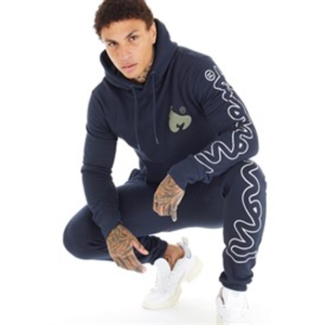 Money Mens Sig Line Fleece Hood Tracksuit Navy