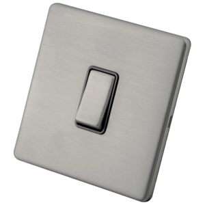 20A DP Switch Grey Insert Brushed Stainless Steel