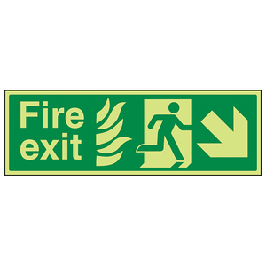 Fire Exit - NHS Fire Exit Arrow Down Right - 450 x 150mm