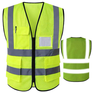 Mesh Reflective Safety Vest with Pockets and ID Badge Holder Unisex Workwear with High Visibility Yellow - L
