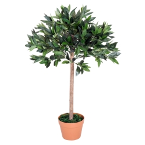 Outsunny 3ft  Artificial Laurel Tree Indoor Plant Greenary for Home Potted in An Orange Pot