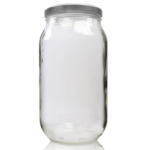 1000ml Clear Glass Jar With Lid - Silver