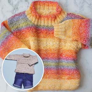 Gansey-Style Sweater in Elements Panoramic DK