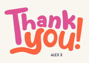 Colourful Typography Thank You Postcard