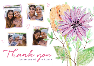 Illustrated Flowers Thank You Photo Upload Postcard
