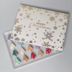 24 Cavity Christmas Tree ADVENT  Wax Melt Clamshell - (WHITE-GOLD)
