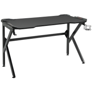 HOMCOM Gaming Desk with Headphone Hook and Cup Holder, 120 x 66 x 75cm Computer Table for Gaming Room, Black