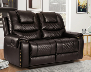 Faux Leather Brown 2 Seater Manual Recliner Sofa RAVENNA