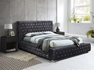 Birlea Grande 6' Super King Steel Crushed Velvet Fabric Bed