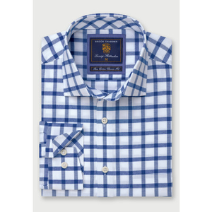 Regular Fit Navy Check Oxford Cotton Shirt