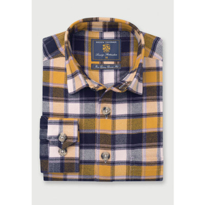 Mustard Check Brushed Cotton Overshirt