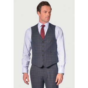 Tailored Fit Lyd Blue Check Waistcoat