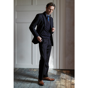 Tailored Fit Dawlish Navy Herringbone Wool Suit Jacket