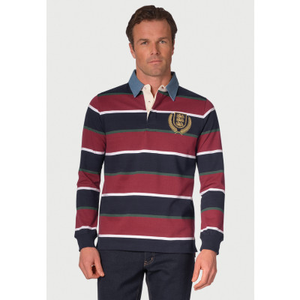 Ribble Wine, Navy, Forest and White Hoop Rugby Shirt