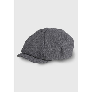 Charcoal Herringbone Baker Boy Cap