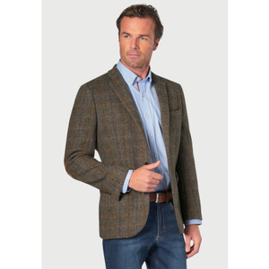Tailored Fit Sumburgh Green and Blue Check Harris TweedÂ® Jacket