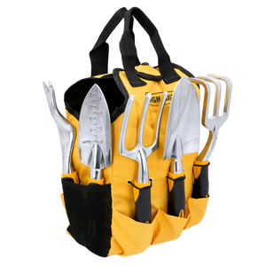 TOUGH MASTER Garden Tool Set Aluminium with Narrow Shovel, Trident, Three-Tooth Rake, Seedling Opener & Storage Bag - 5 Pieces (TM-GTA5B)