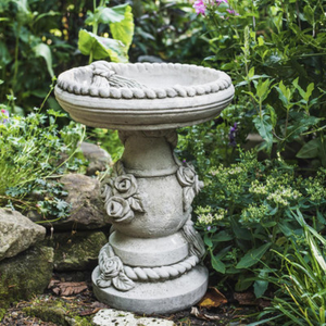 Rose and Rope Design Stone Bird Bath