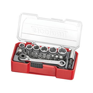 Teng Tools TJ1419 1/4" 6-Point Socket Set with Belt Clip (19 Pieces)