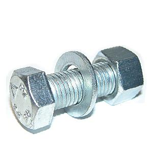 M12 x 100 Hexagon Head Set, Nut & Washer (Assembled Bolt) Grade 8.8 Bright Zinc Plated. CE Approved BS/EN15048