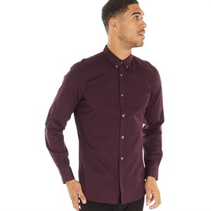 French Connection Mens Long Sleeve Oxford Shirt Solid Chateaux/Marine