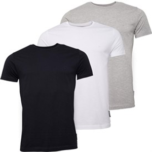 French Connection Mens Three Pack Crew Neck T-Shirts Multi - Marine/White/Light Grey Melange