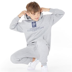 French Connection Boys Label Tracksuit Grey Marl