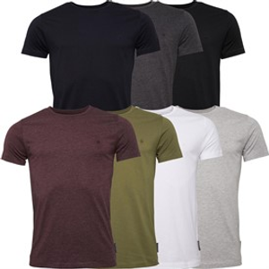 French Connection Mens Seven Pack Crew T-Shirts Multi - Black/White/Marine/Light Grey Marl/Charmel/Chatmel/Khaki