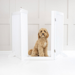 Medium White Wooden Dog Gate by Lords & Labradors