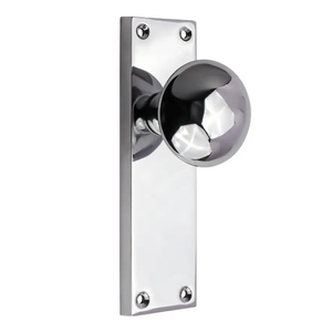 Victorian Door Knob On Latch Backplate - Polished Chrome - Pair - Designer Levers