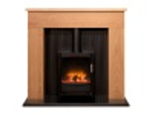 Adam Innsbruck Stove Fireplace in Oak with Black Keston Electric Stove, 45 Inch