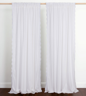 White Elsie Embroidered Cotton Linen Curtain (Single)