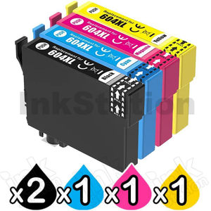 5 Pack Compatible for Epson 604XL High Yield Inkjet Cartridges Combo C13T10H192 - C13T10H492 [2BK,1C,1M,1Y]