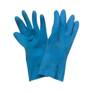 Hand Care Silverlined Blue Rubber Cleaning Gloves - MEDIUM