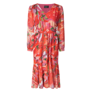 Belted Midi Dress Red (S)